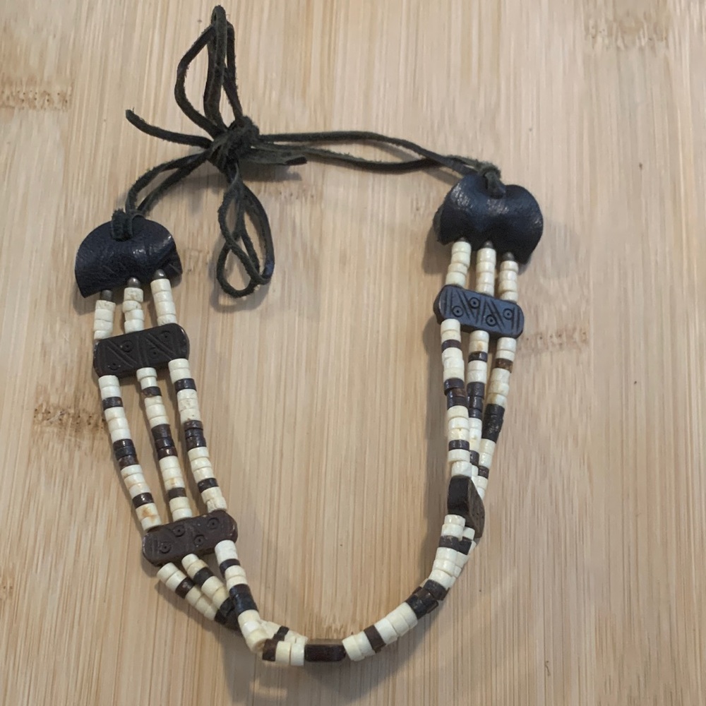 Vintage Handcrafted Bone and Wood  Necklace